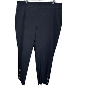 JM Collection Button Accent Ankle Dress Pants Black Slim Leg Tummy Control XLP